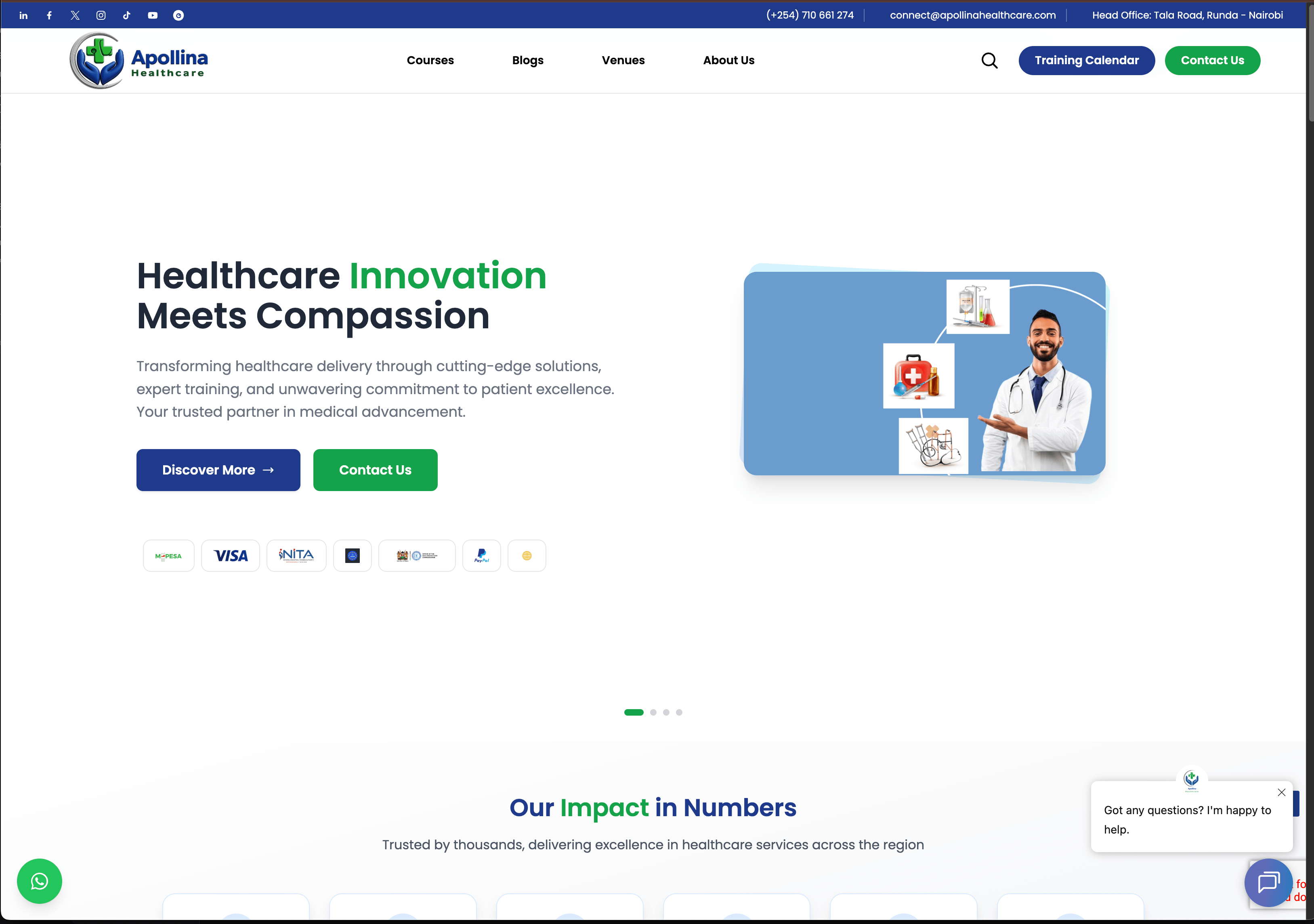 Screenshot of Apollina Healthcare website